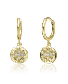 Купить женские серьги Rachel Glauber: 14k Yellow Gold Plated Round Dangle Earrings with Star Design