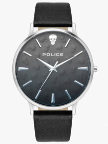 Мужские наручные часы с ремешком мужские наручные часы с черным кожаным ремешком  Police PL16023JS.02 Tasman mens 42mm 3ATM