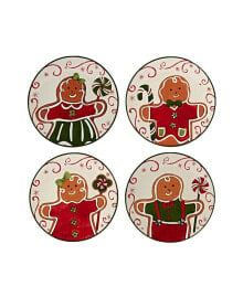 Certified International holiday Magic Gingerbread 4 Set Canape Plate Set