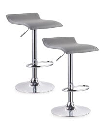 Leick Home adjustable Swivel Stool with Chrome Base, Set of 2, Gray