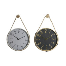 Wall Clock DKD Home Decor 40 x 4,5 x 55 cm Rope Iron (2 Units)