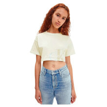 CALVIN KLEIN JEANS Two Tone Monogram Cropped Short Sleeve T-Shirt