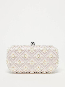 Женские клатчи true Decadence boxy clutch bag in embellished pearl