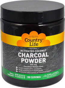 Витамины и БАДы для пищеварительной системы country Life Activated Charcoal Powder Порошок активированного угля 500 мг 141,7 г