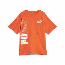 Child's Short Sleeve T-Shirt Puma Power Colorblock Dark Orange