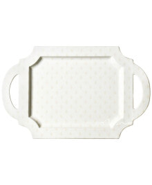 Coton Colors by Laura Johnson Ecru Quatrefoil Handled Tray