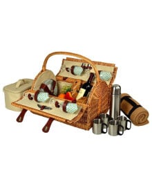 Yorkshire Willow Picnic Basket for 4 with Coffee Set and Blanket