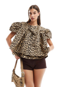 Купить женские футболки и топы Sister Jane: Sister Jane puff sleeve top in leopard print