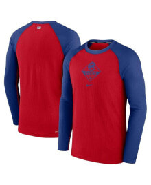 Nike men's Red, Royal Chicago Cubs Game Authentic Collection Performance Raglan Long Sleeve T-shirt