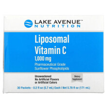 Витамин C Lake Avenue Nutrition, Liposomal Vitamin C, Unsweetened, 1,000 mg, 30 Packets, 0.2 oz (5.7 ml) Each
