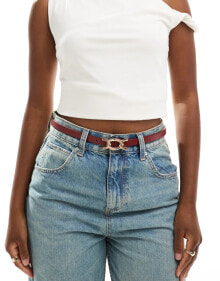 ASOS DESIGN chain link waist and hip jeans belt in red купить онлайн