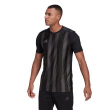 Мужские спортивные футболки Мужская спортивная футболка черная в полоску ADIDAS Striped 21 Short Sleeve T-Shirt