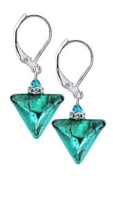 Ювелирные серьги Krásné náušnice Green Triangle s ryzím stříbrem v perlách Lampglas ETA7/S