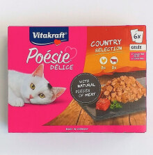 Влажные корма для кошек влажный корм для кошек Vitakraft, кусочки с мясом, 6 х 85 г