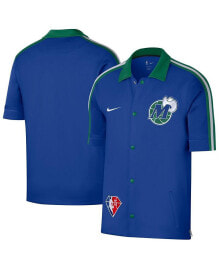 Nike men's Blue, Green Dallas Mavericks 2021/22 City Edition Therma Flex Showtime Short Sleeve Full-Snap Collar Jacket
