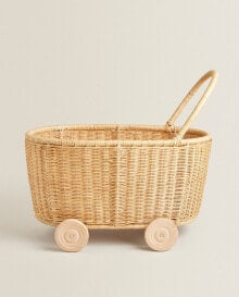 Rattan trolley with wheels