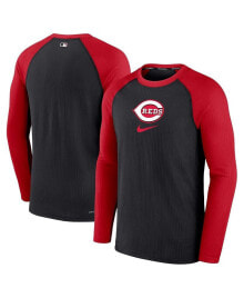 Nike men's Black Cincinnati Reds Authentic Collection Game Raglan Performance Long Sleeve T-shirt