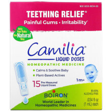 Витамины и БАДы для детей boiron, Camilia, Teething Relief, 1 Months & Up, 15 Pre-Measured Liquid Doses, .034 fl oz (1 ml) Each