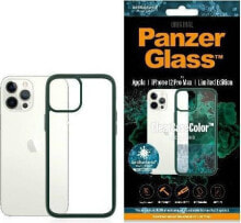 чехол силиконовый прозрачный с зеленой окантовкой iPhone 12 Pro Max PanzerGlass