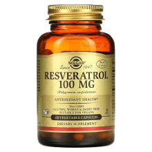 Антиоксиданты Солгар, Ресвератрол, 100 мг, 60 растительных капсул