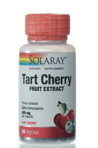 Антиоксиданты Solaray Tart Cherry Fruit Extract  Растительный экстракт из плодов терпкой вишни 425 мг 90 растительных капсул