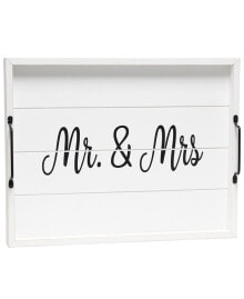 Elegant Designs decorative Wood Serving Tray with Handles - Mr and Mrs