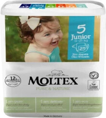 Купить детские подгузники и средства гигиены Moltex: Windeln Pure & Nature Größe 5 Junior, (11-16 kg), 25 St