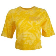 Купить женские футболки и топы Diadora: Diadora Manifesto Cropped Floral Crew Neck Short Sleeve T-Shirt Womens Yellow Ca