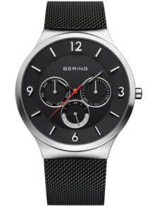 Мужские наручные часы с браслетом Мужские наручные часы с черным браслетом Bering 33441-102 Classic mens 41mm 3ATM