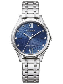 Мужские наручные часы с браслетом Мужские наручные часы с серебряным браслетом Citizen EM0500-73L Eco-Drive ladies 30mm 5ATM