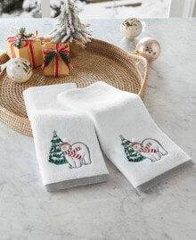 Holiday Lane polar Bear Embroidered 2-Pc. Hand Towel Set, Created for Macy's