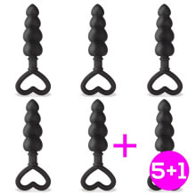 Pack 5+1 Cuore Anal Plug Silicone Black
