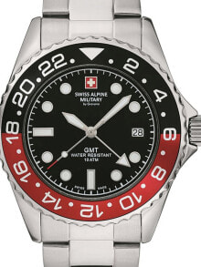 Аналоговые мужские наручные часы с серебряным браслетом Swiss Alpine Military 7052.1136 mens watch 42mm 10ATM