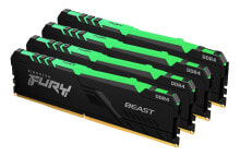 Модули памяти (RAM) технология Kingston FURY Beast RGB, 32 ГБ, 4 x8 ГБ, память DDR4, 3000 МГц, 288-контактный разъем DIMM