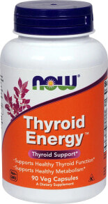 Витамины и БАДы для нормализации гормонального фона NOW Foods Thyroid Energy Комплекс с йодом и тирозином для поддержания здоровья щитовидной железы 90 растительных капсул