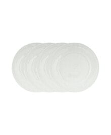 Fitz and Floyd everyday Whiteware Beaded Dinner Plate 4 Piece Set