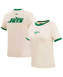 Купить женские блузки и кофточки Pro Standard: Women's Cream New York Jets Retro Classic Ringer T-Shirt