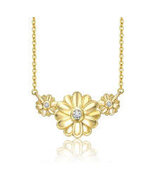 Купить кулоны и подвески Rachel Glauber: Young Adults/Teens 14k Yellow Gold Plated with -Like Cubic Zirconia Triple Daisy Flower Chevron Pendant Necklace