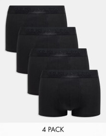 Купить мужские трусы River Island: River Island 4 pack cotton stretch trunks in black