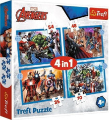 Детские развивающие пазлы trefl Puzzle 4w1 35,48,54,70el Odważni Avengersi. Avengers 34386 Trefl p8