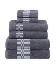 Superior larissa Geometric Embroidered Jacquard Border Cotton 6-Pc. Bath Towel Set