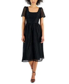Anne Klein women's Square-Neck Lace Midi Dress