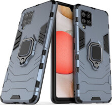 Hurtel Ring Armor pancerne hybrydowe etui pokrowiec + magnetyczny uchwyt Samsung Galaxy A42 5G niebieski