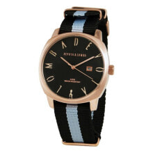Мужские наручные часы с ремешком Мужские наручные часы с черным голубым текстильным ремешком Devota & Lomba DL008MSPBK-GR-03BLACK ( 42 mm)