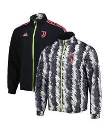 adidas men's Black Juventus 2022/23 On-Field Team Logo Anthem Reversible Full-Zip Jacket