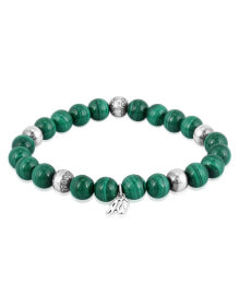 Купить ювелирные браслеты American West Jewelry: Sterling Silver Malachite Gemstone Stretch Bracelet, Size Medium - Large