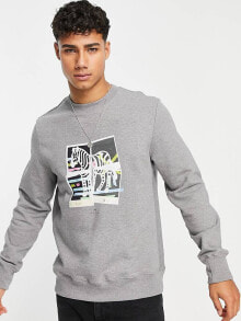 Men's Hoodies pS Paul Smith – Sweatshirt in Grau mit Zebra-Fotoprint