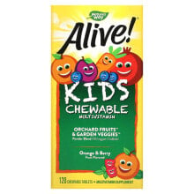 Vitamins and dietary supplements for children nature&#039;s Way, Alive! Kid&#039;s Chewable Multivitamin, Orange &amp; Berry, 120 Chewable Tablets