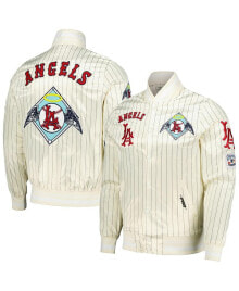 Купить мужские куртки Pro Standard: Men's Cream Los Angeles Angels Cooperstown Collection Pinstripe Retro Classic Satin Full-Snap Jacket