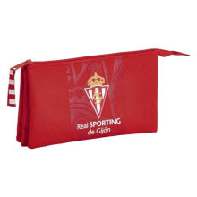 Школьные пеналы пенал Real Sporting de Gijn 3 отделения, красный цвет